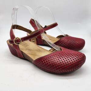 L'Artiste Spring Step Lizzie Mary Jane Wedge Clog Sandals EU 39 US 8.5 Red